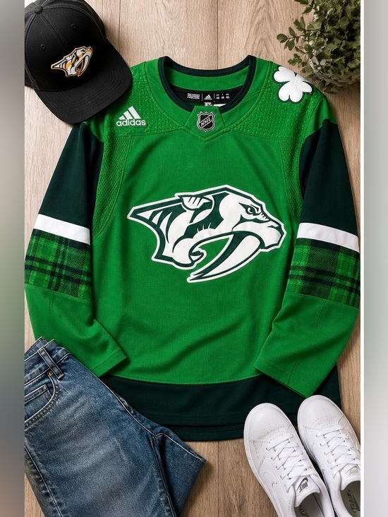 adidas Other - Adidas Nashville Predators St Patrick’s Day Shamrock Jersey